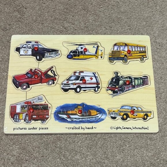 Easy Grip Peg Transportation Wooden Learning Puzzle Ages 2+ Toy NEW - Picture 1 of 10